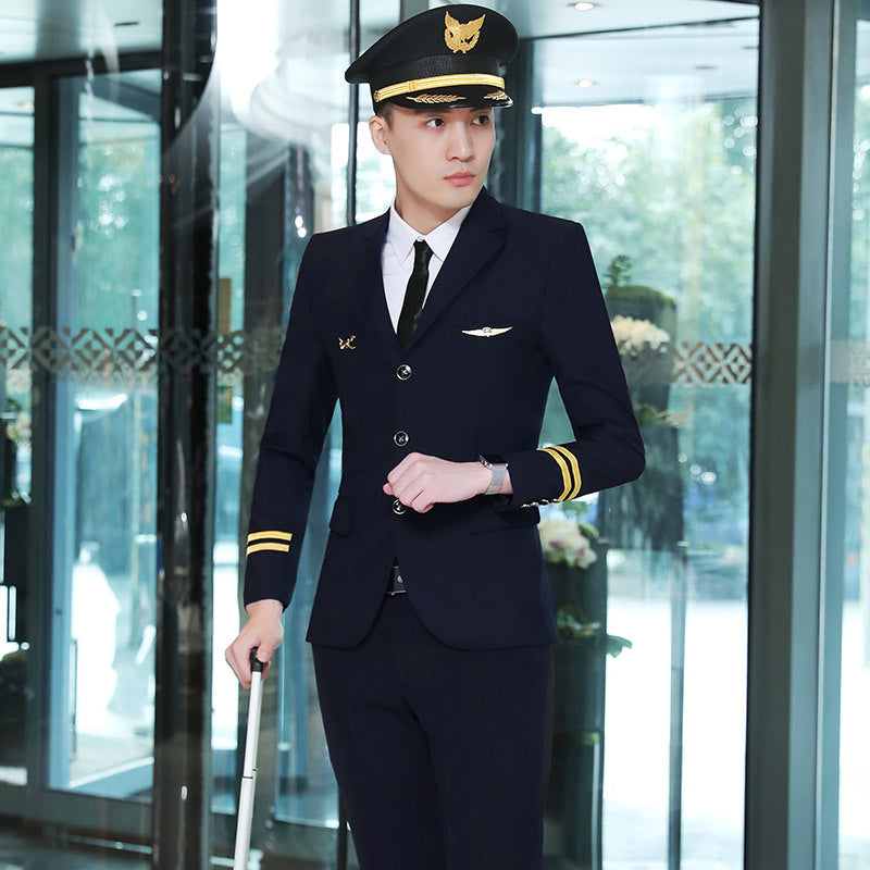 Air Less Uniform Coat Male Pilot Costume Captain Uniform Air Force Suit Performance Costume Annual Meeting Dress Men's Suit