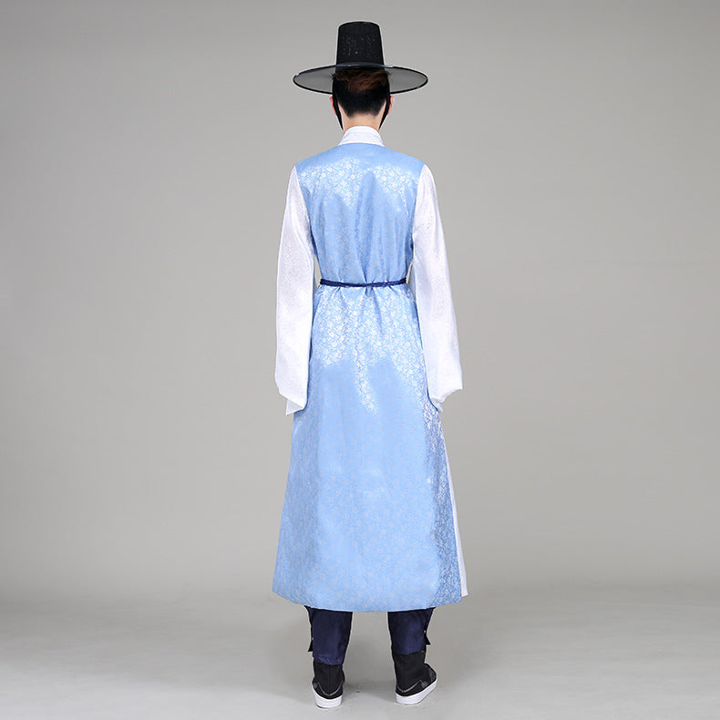 South Korea Hanbok Men's Traditional Court Costume Ancient Costume Long Robe Shirt Ethnic Minority Korean Portrait Performance Costume