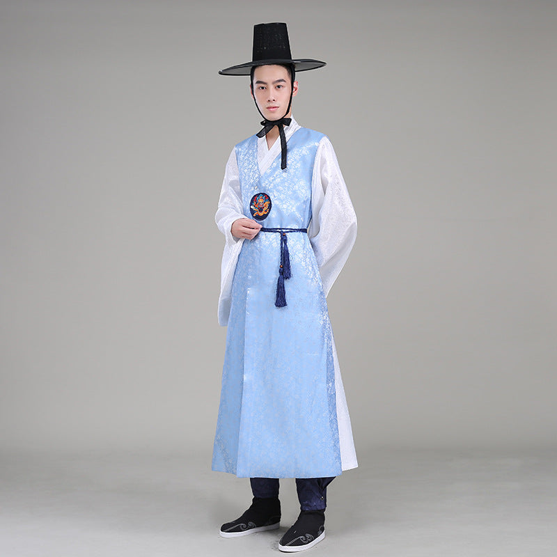 South Korea Hanbok Men's Traditional Court Costume Ancient Costume Long Robe Shirt Ethnic Minority Korean Portrait Performance Costume