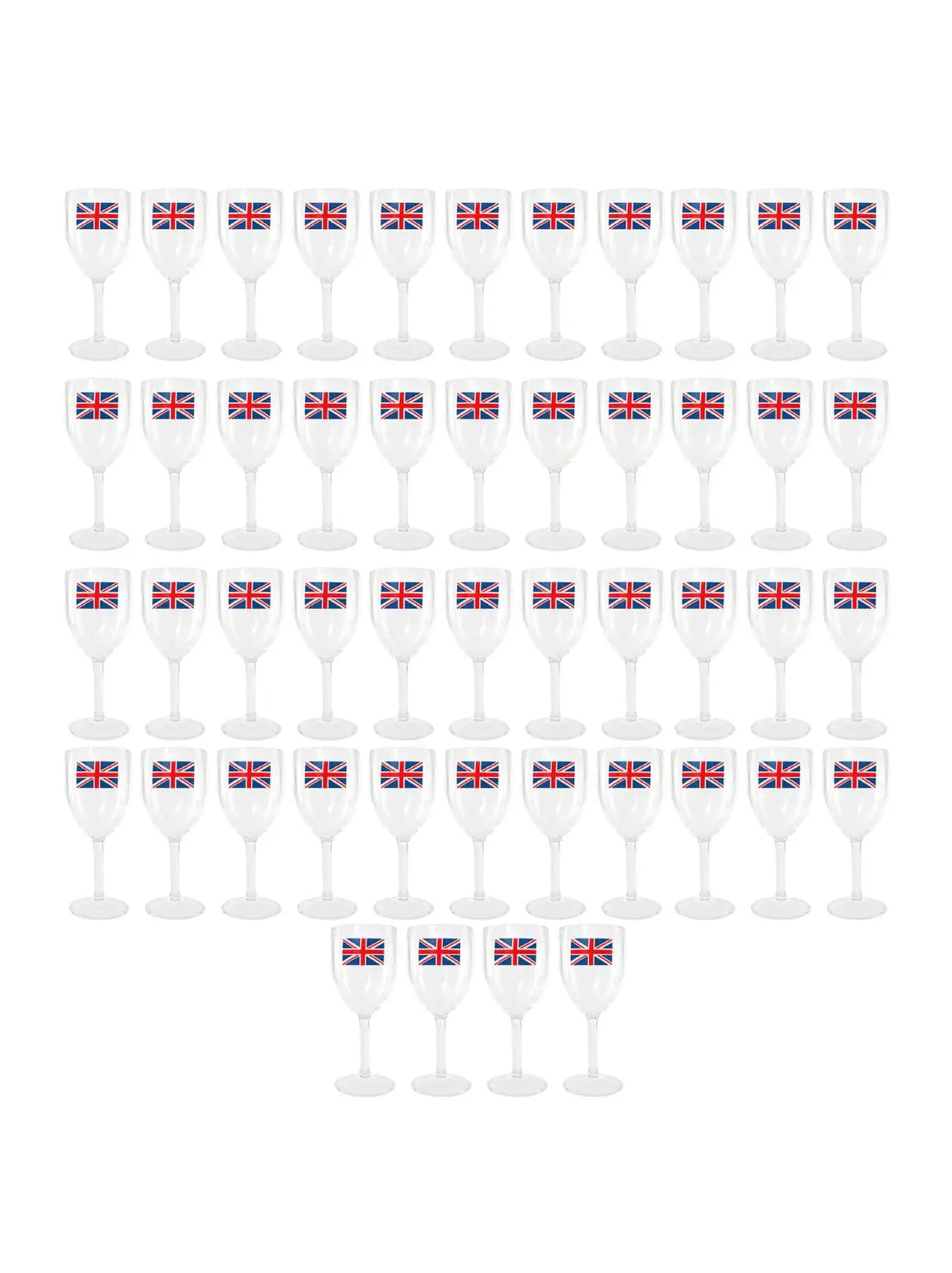 Pack of 12 Union Flag Plastic Wine Glasses - 300ml/10oz Durable, Reusable Cups for Parties, BBQs & British Celebrations