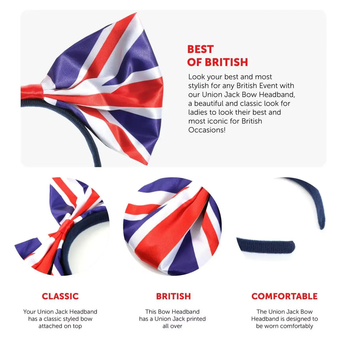 Union Flag Bow Headband – Classic 40s-Inspired Hair Accessory in Multi UK