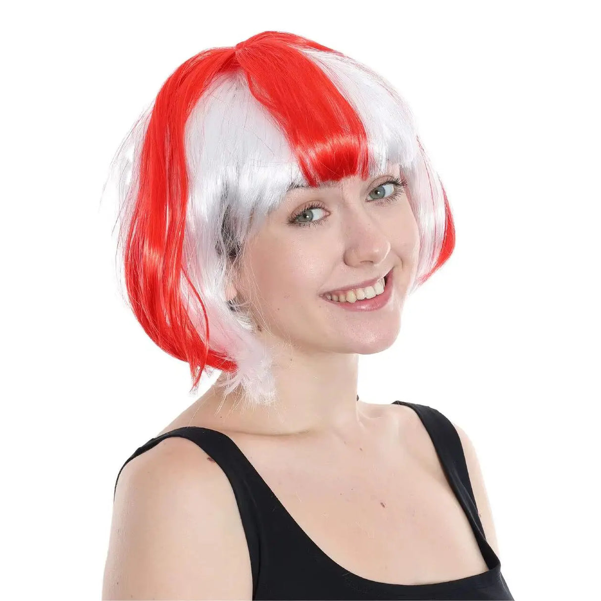 England Flag Bob Wig - St Georges Day Fancy Dress Costume Accessory - Football, Rugby Sport Fans - Great for Parties