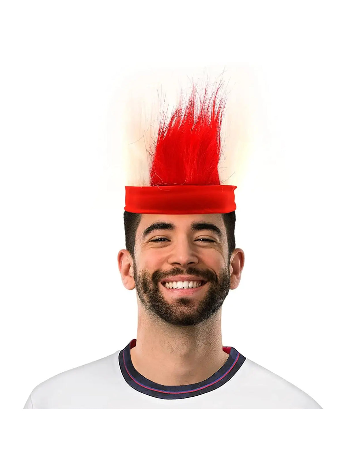 Red & White English Headband - Red Headband With Red and White Hair - Perfect for English Celebrations