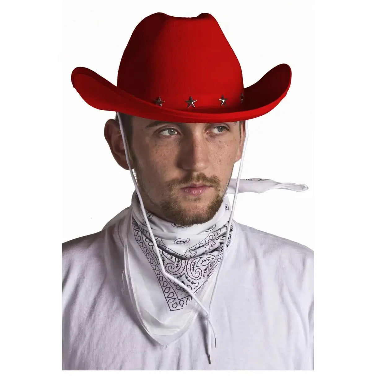 Pack of 3 Red Star Studded Cowboy Hat