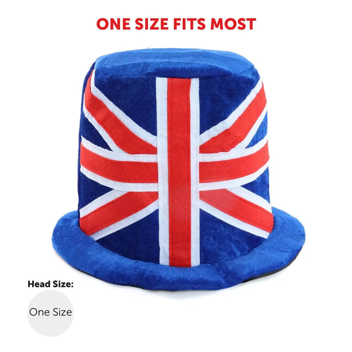 Soft Union Flag Top Hat – Velour Hat for VE Day, King’s Coronation & B UK
