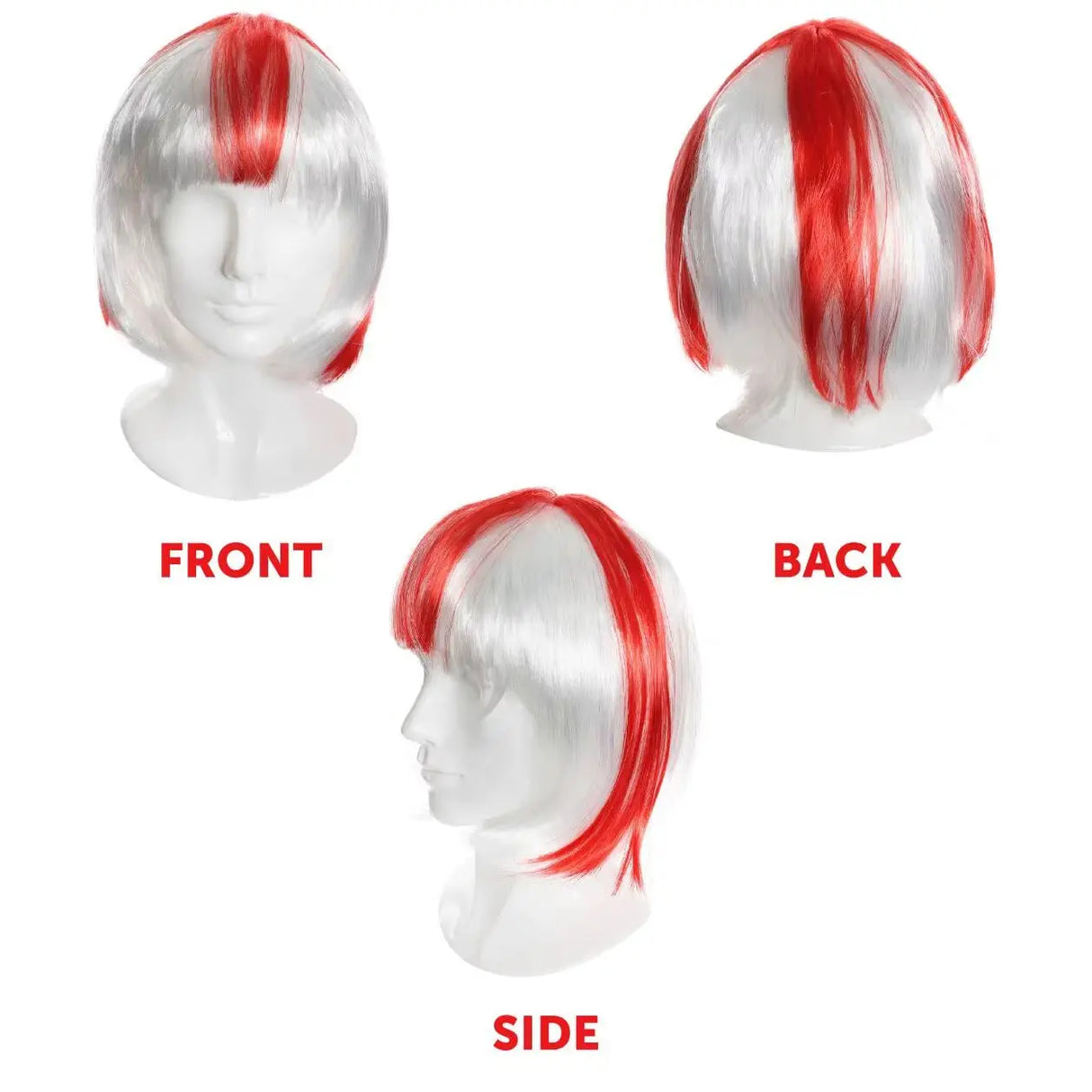 England Flag Bob Wig - St Georges Day Fancy Dress Costume Accessory - Football, Rugby Sport Fans - Great for Parties