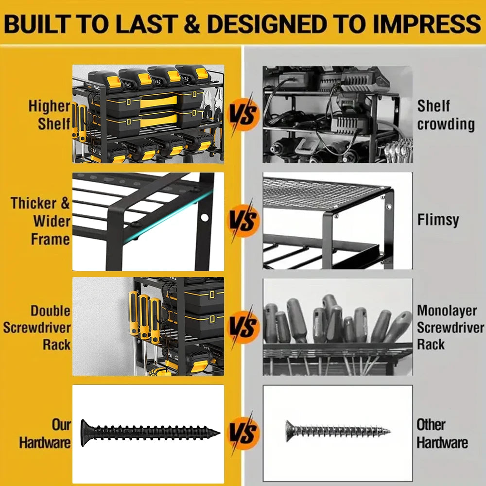 Power Tool Storage Rack Electric Drill Holder Wall Mount Organizer Shelf Wrench Tool Workshop Garage Screwdriver Kit Organizer
