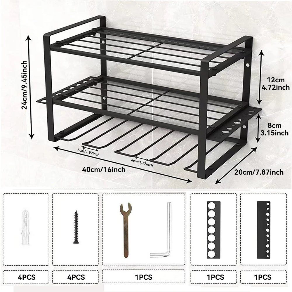 Power Tool Storage Rack Electric Drill Holder Wall Mount Organizer Shelf Wrench Tool Workshop Garage Screwdriver Kit Organizer