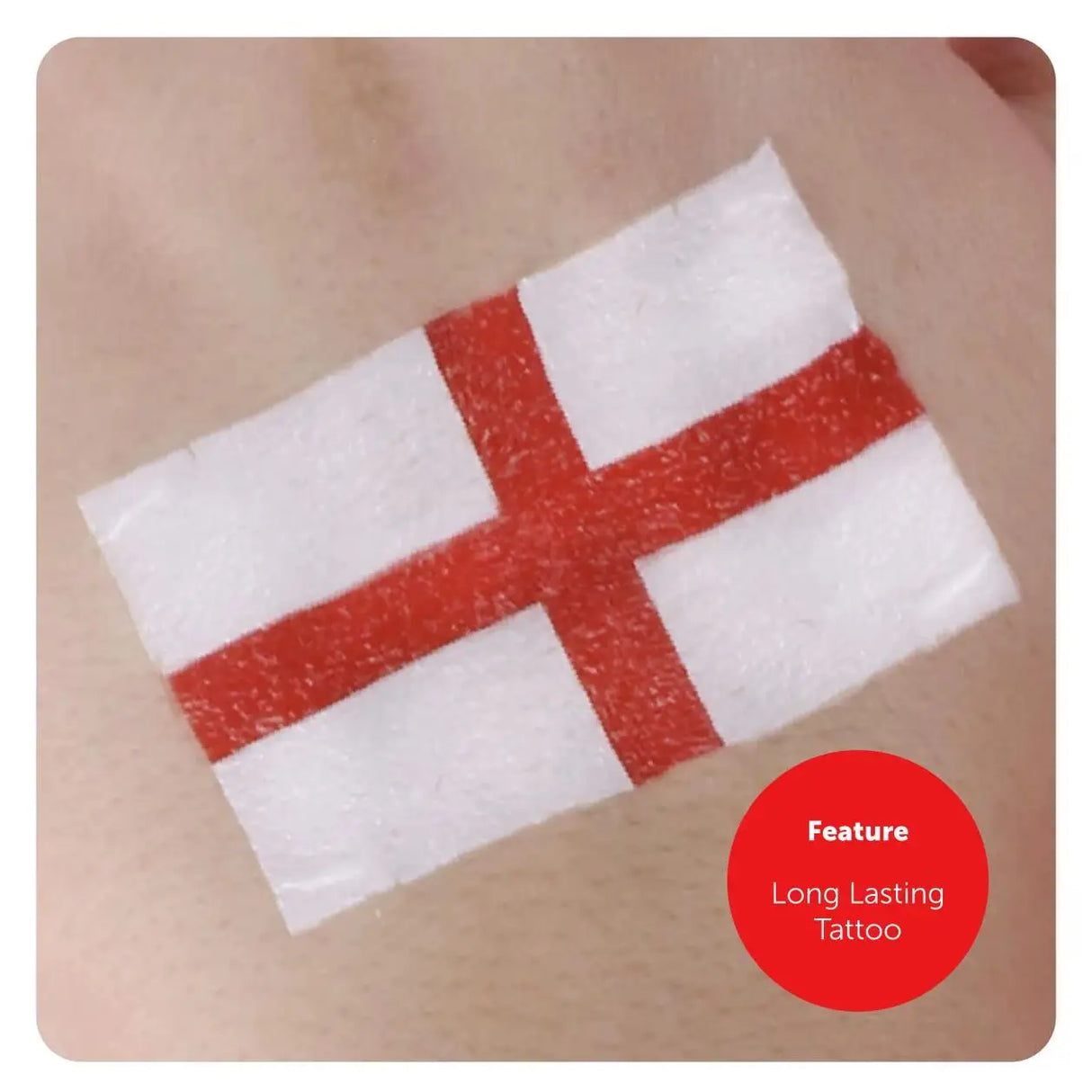 Pack of 16 English Flag Temporary Tattoos - Waterproof England Flag for Football, Rugby, St Georges Day & Fancy Dress Costume