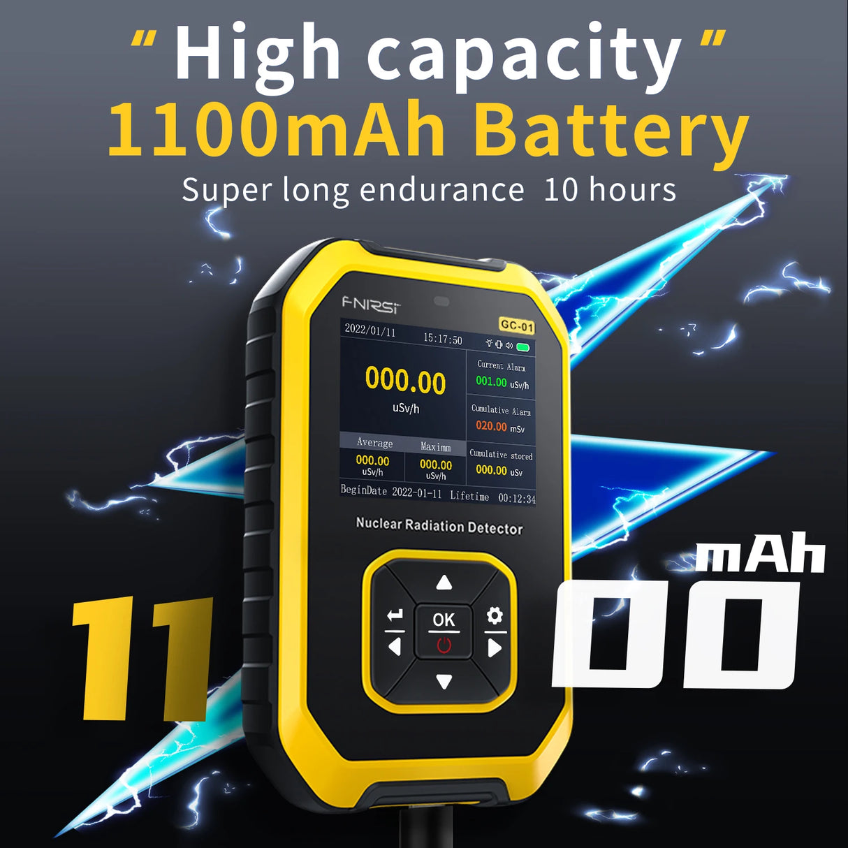 FNIRSI GC-01 Geiger Counter Nuclear Radiation Detector Personal Dosimeter X-ray γ-ray β-ray Radioactivity Tester Marble Detector