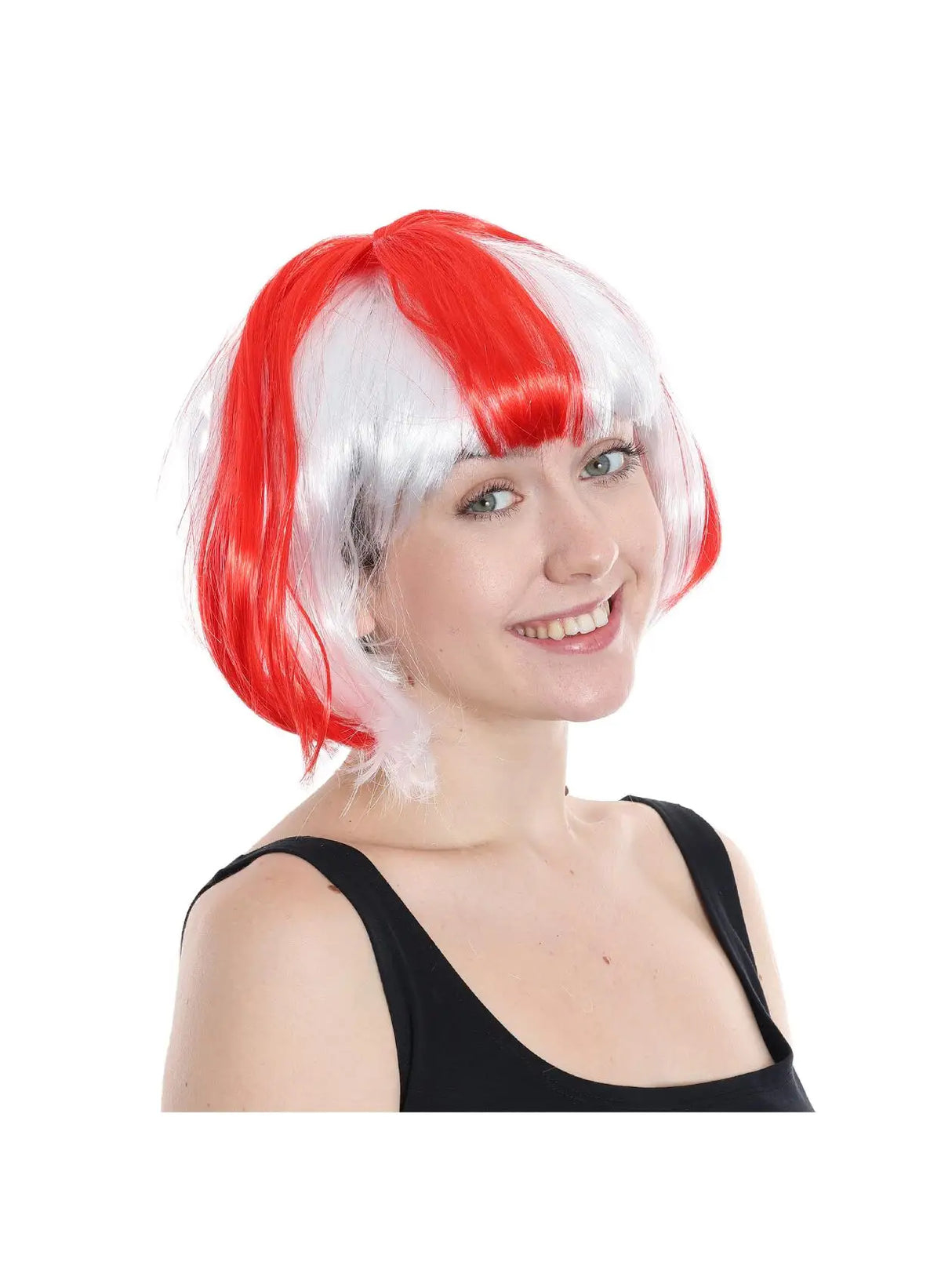 England Flag Bob Wig - St Georges Day Fancy Dress Costume Accessory - Football, Rugby Sport Fans - Great for Parties