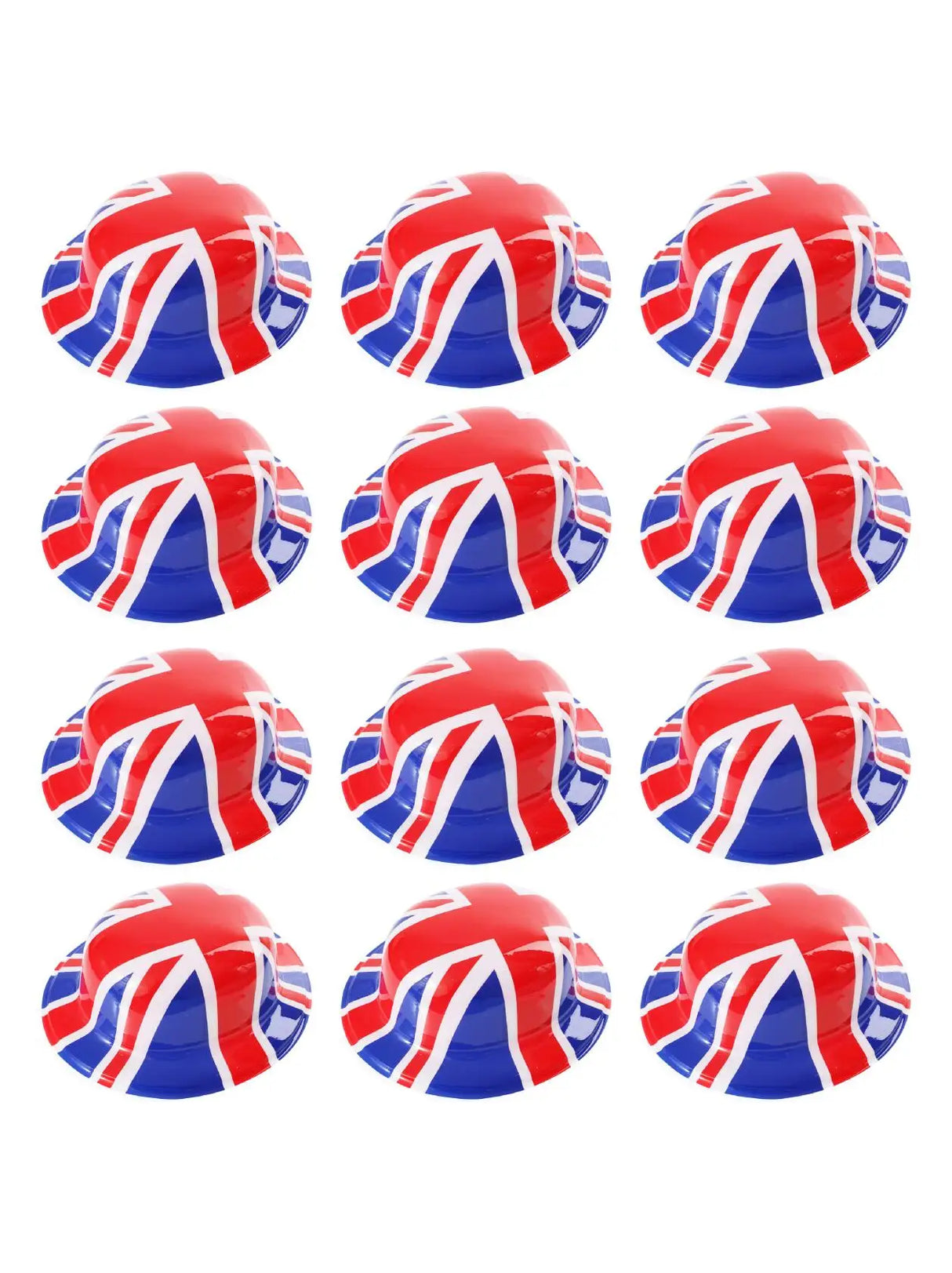 Union 6 Pack Union Flag Bowler Hats – Classic Plastic Hat for VE Day UK