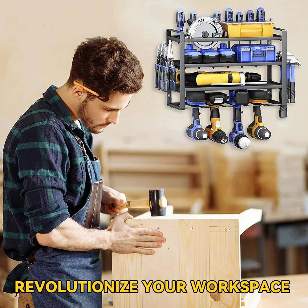 Power Tool Storage Rack Electric Drill Holder Wall Mount Organizer Shelf Wrench Tool Workshop Garage Screwdriver Kit Organizer