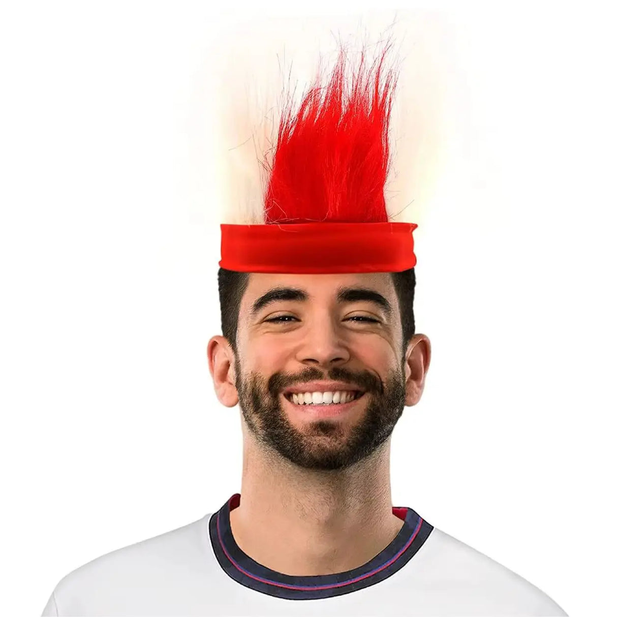 Red & White English Headband - Red Headband With Red and White Hair - Perfect for English Celebrations