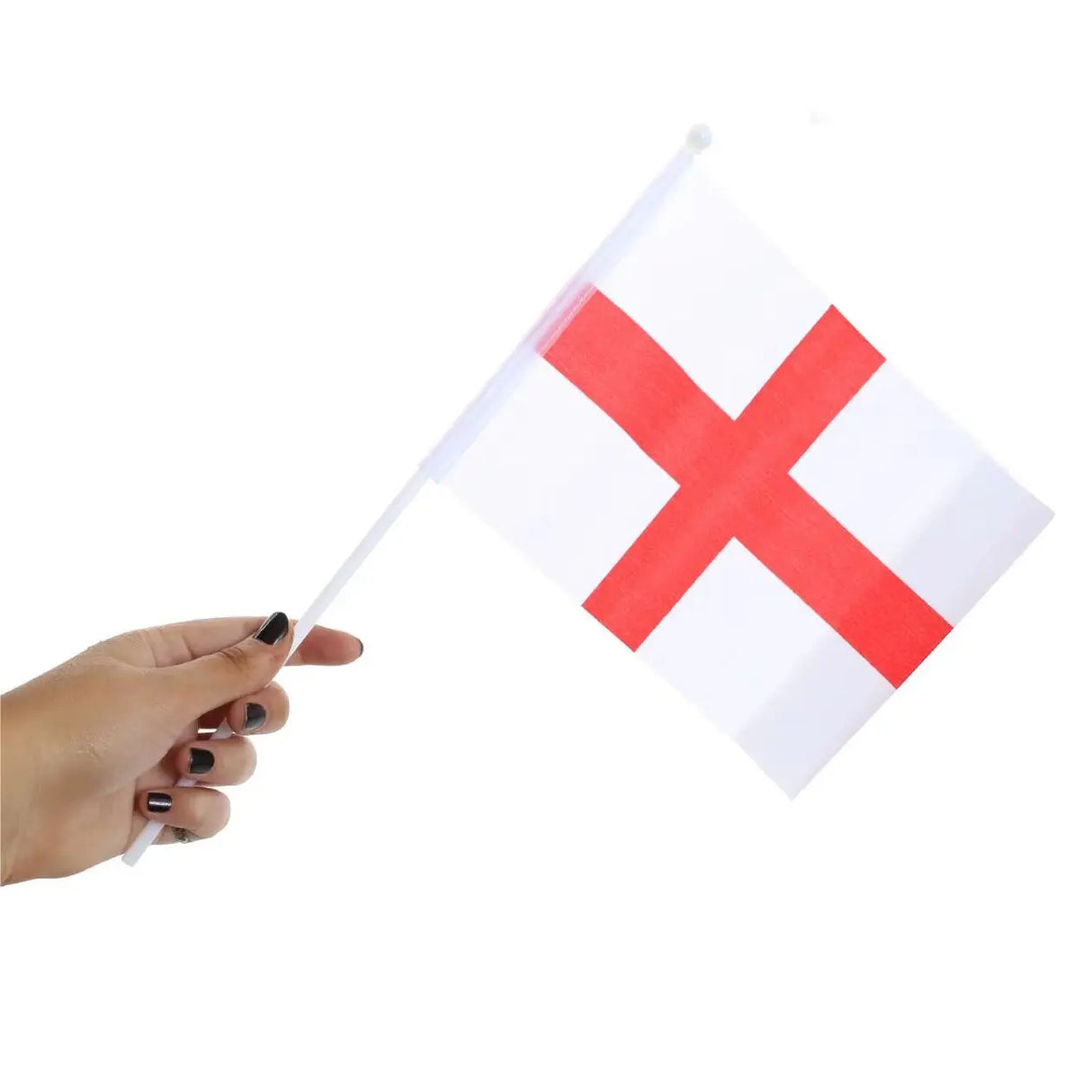 Pack of 12 St George England Hand-Waving Flags - 20x15cm Flags on 35cm Sticks, Perfect for Sports Events, National Celebrations