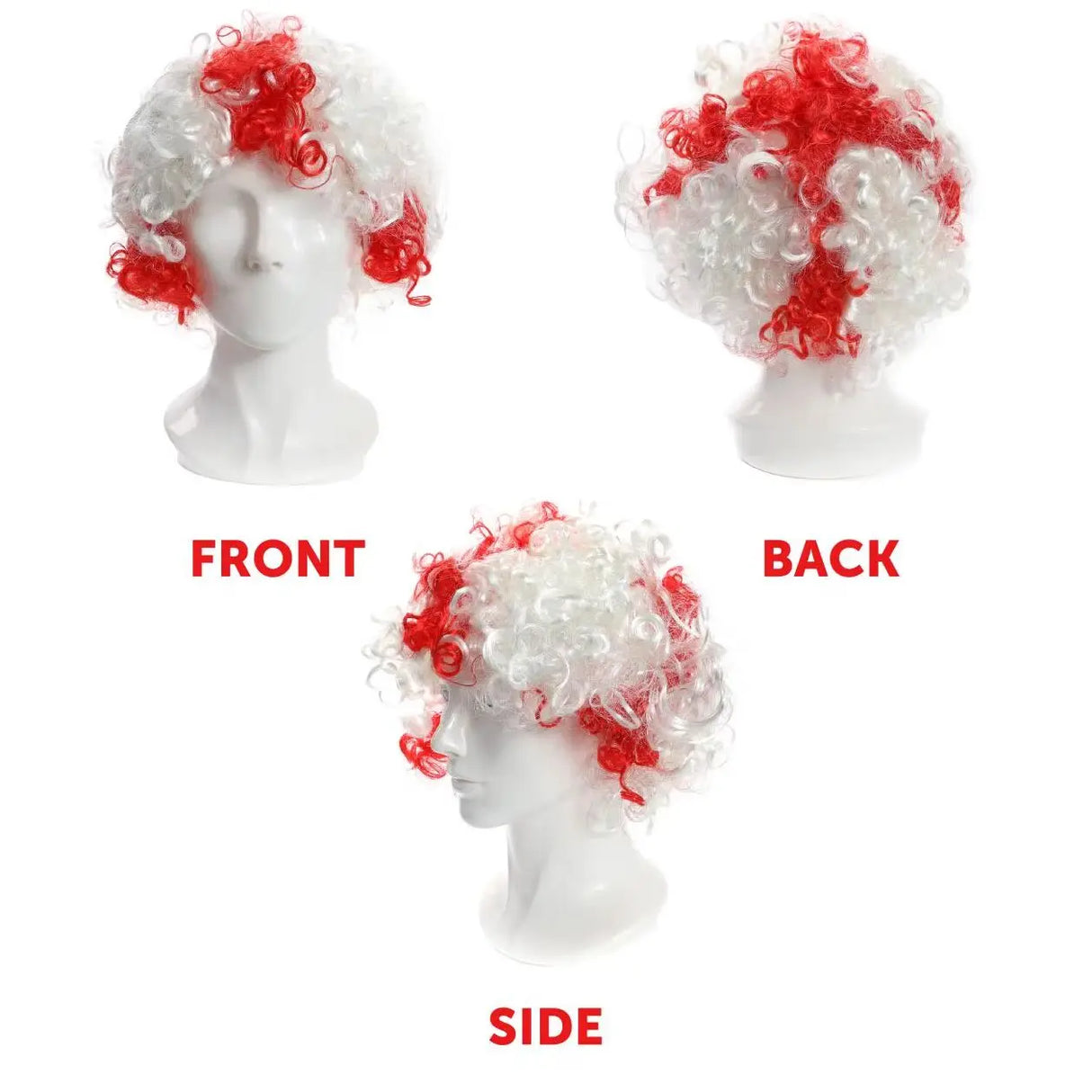 Red & White England Afro Wig, 5ft x 3ft Flag & Inflatable Sword & Shield - St Georges Day Set - Six Nations Rugby or Football