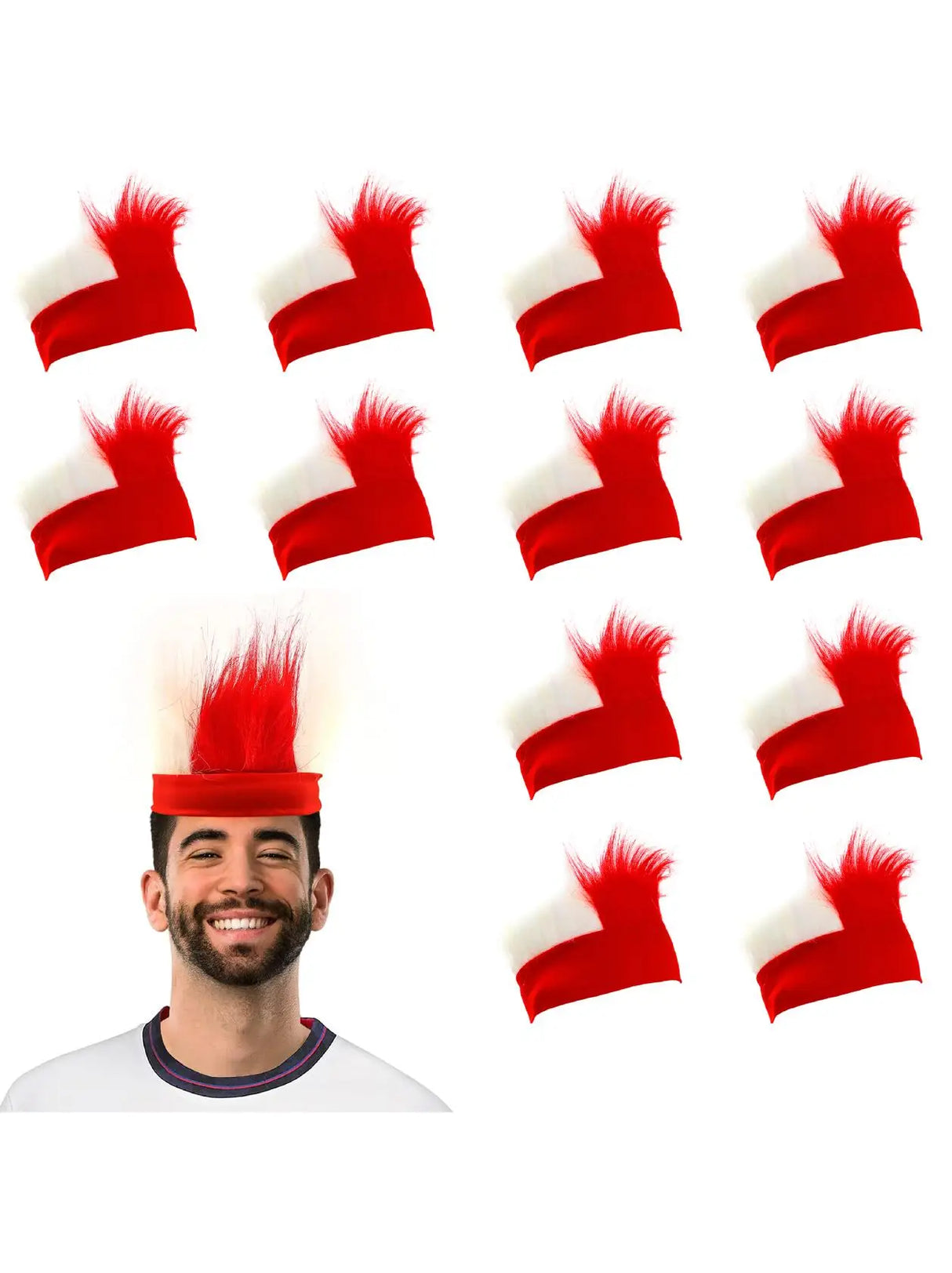 Red & White English Headband - Red Headband With Red and White Hair - Perfect for English Celebrations