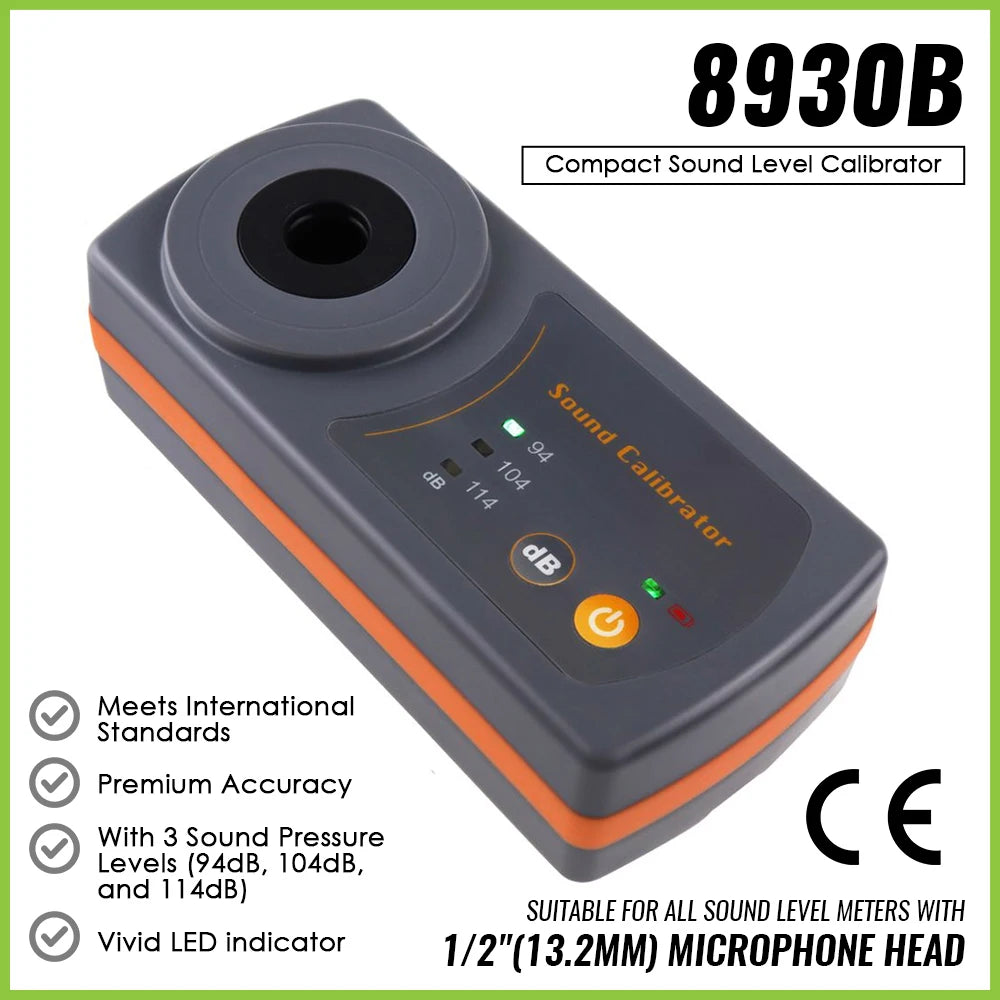 Sound Level Calibrator Meter 114dB 94dB 104dB Calibration Microphone For 1/2" 13.2mm Microphone Size Sound Meter