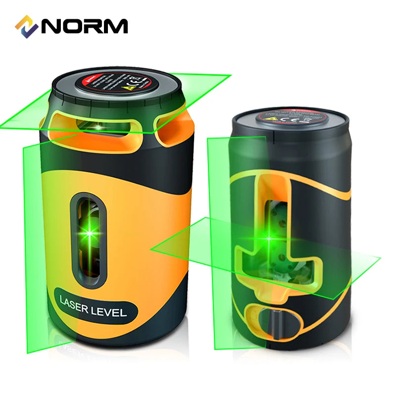 NORM Mini Green Lines Laser Level 5 Lines Horizontal and Vertical Cross Magnetic Base Automatic Fix Can be Used with Receiver