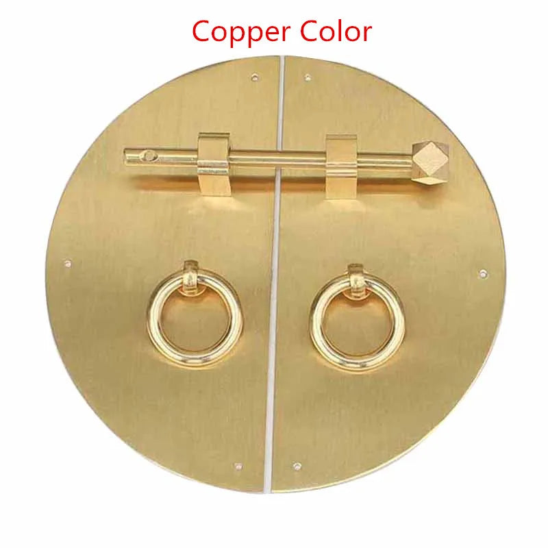 1Set Brass Classic Cabinet Knobs And Handles Bronze Round Face Plate Back plate Handles For Furniture Ancient Pull Lock Latch