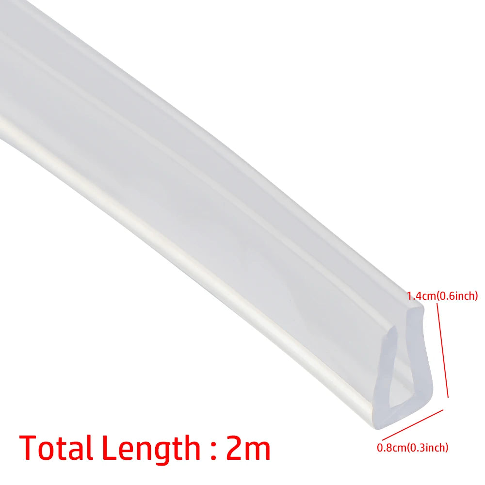 2 Meters U-channel Rubber Edging Sealing Strip Shower Door Glass Durable Sealing Tape Edge Guard Weatherstrip Multiple Size