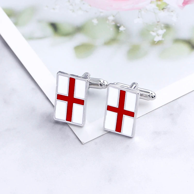 England flag Cufflinks For Men groove Red plus cuff link button business cuff links French shirt cufflink for England lover men