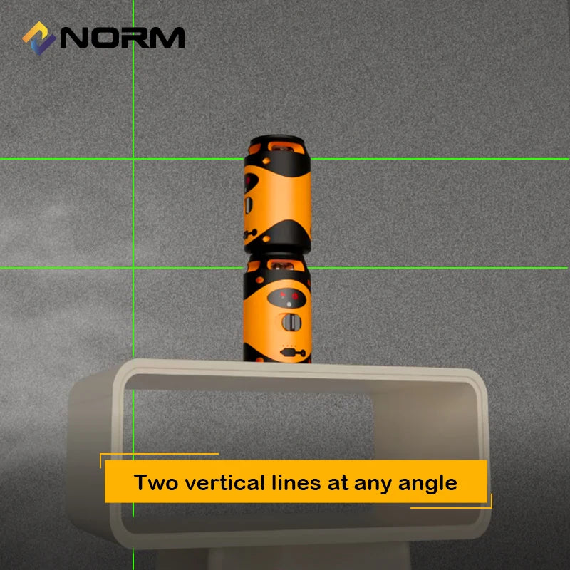 NORM Mini Green Lines Laser Level 5 Lines Horizontal and Vertical Cross Magnetic Base Automatic Fix Can be Used with Receiver