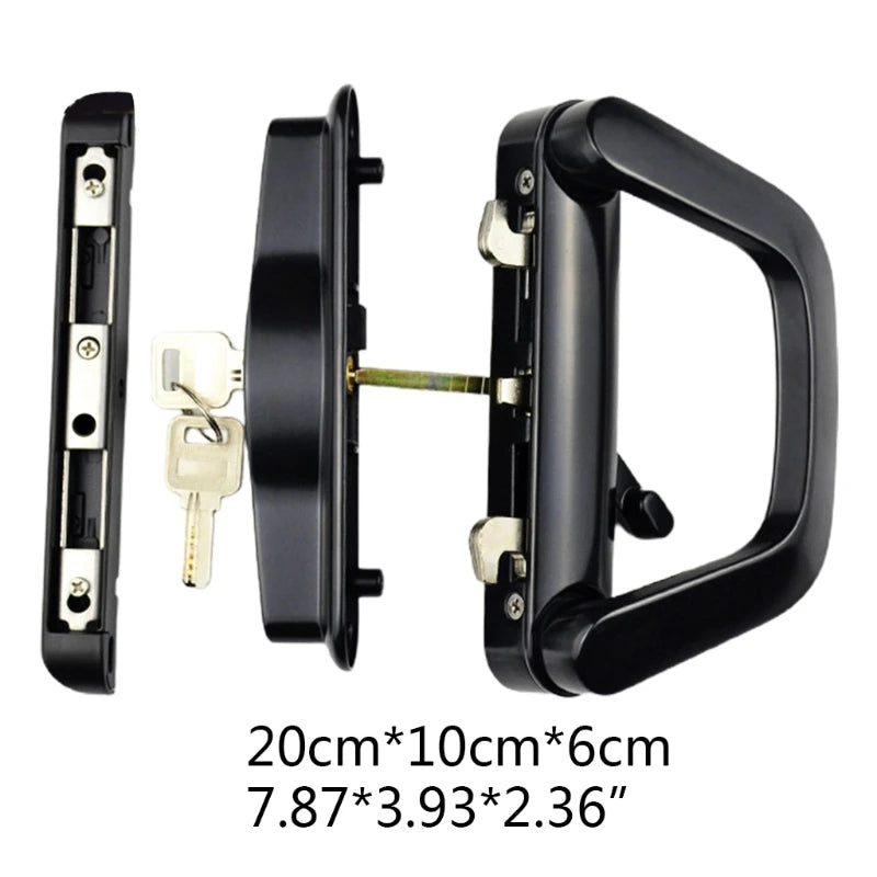 Balcony Glass Door Handle Lock Single Side with for Key Zinc Alloy Sliding Door Handle Reversible Mortise-Style Locks