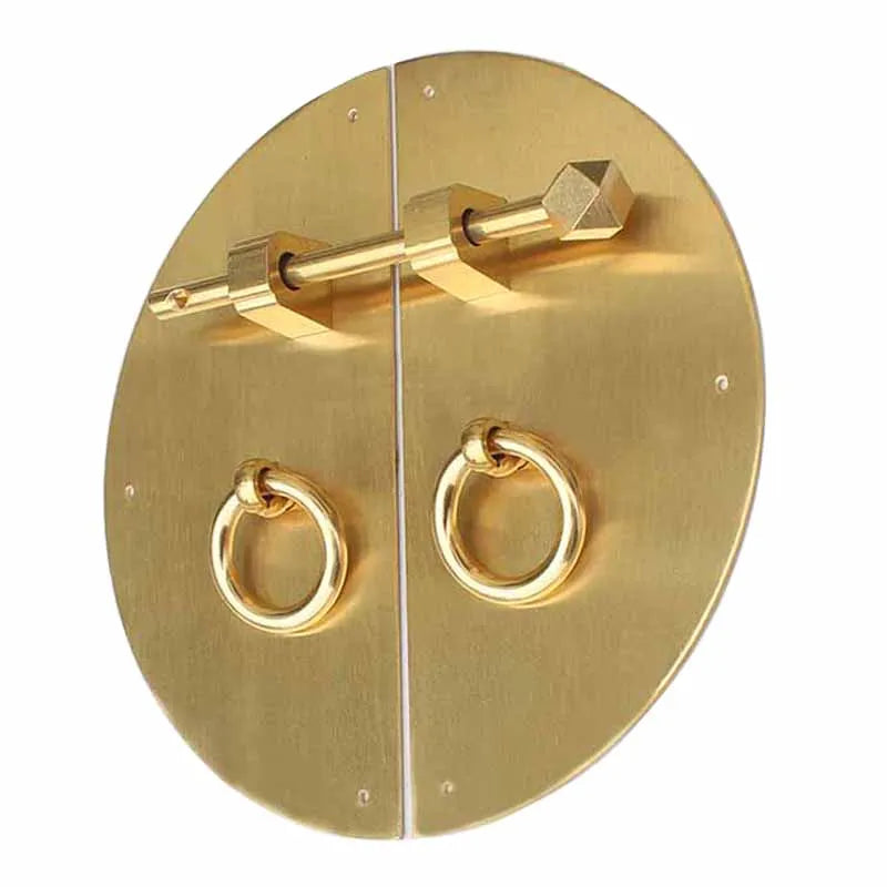 1Set Brass Classic Cabinet Knobs And Handles Bronze Round Face Plate Back plate Handles For Furniture Ancient Pull Lock Latch