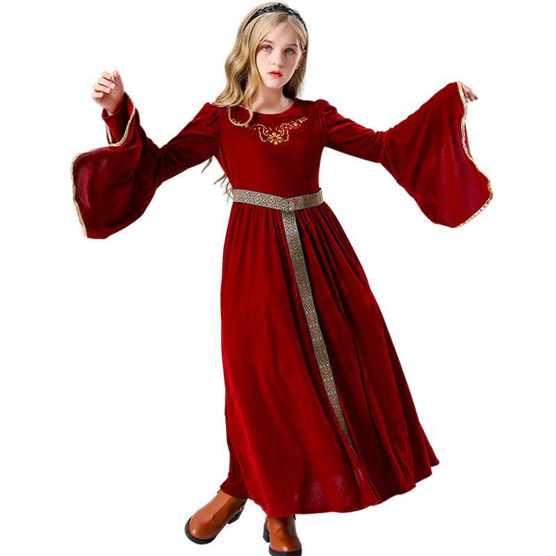 2025 New Halloween Medieval Palace Dress Children's Princess Dress Cosplay Stage Performance Costume