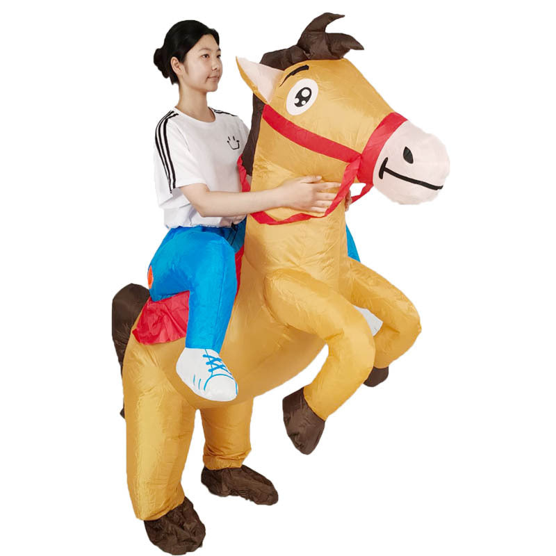 Cross-Border Trade Halloween Costume Party Props Riding Animal Cute Horse Inflatable Costume Theme Party