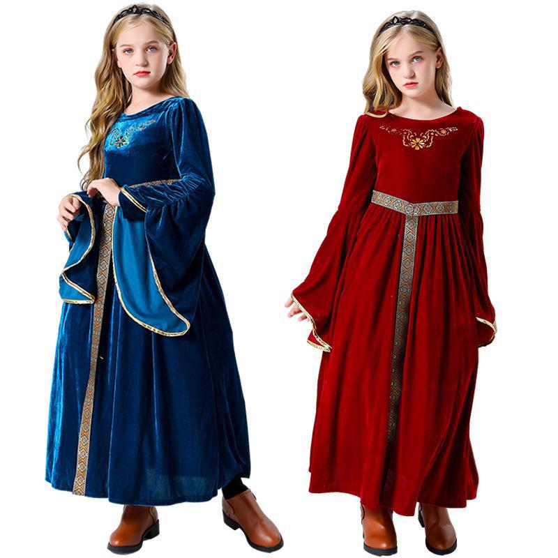 2025 New Halloween Medieval Palace Dress Children's Princess Dress Cosplay Stage Performance Costume