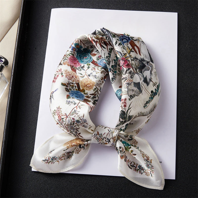 100% Silk Scarf Real Silk Premium Hangzhou Silk Small Square Scarf Spring and Autumn All-match Neck Protection Decorative Shirt Professional Scarf