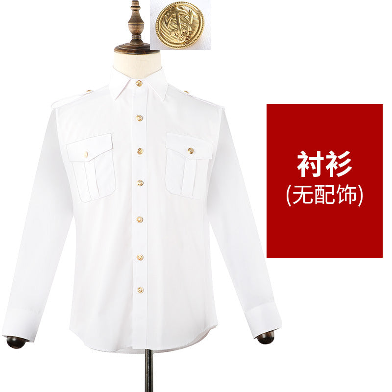 Men's Seafarer's Uniform Shirt Seafarer's Costume Aviation Uniform High-end Costume Sending Paulette Blend Tie