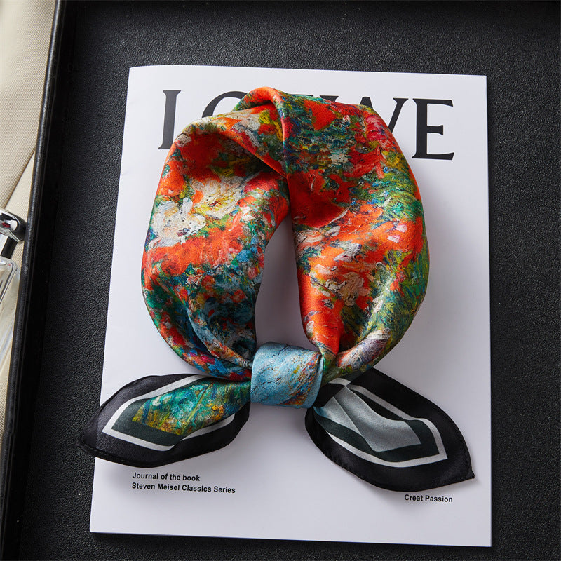 100% Silk Scarf Real Silk Premium Hangzhou Silk Small Square Scarf Spring and Autumn All-match Neck Protection Decorative Shirt Professional Scarf