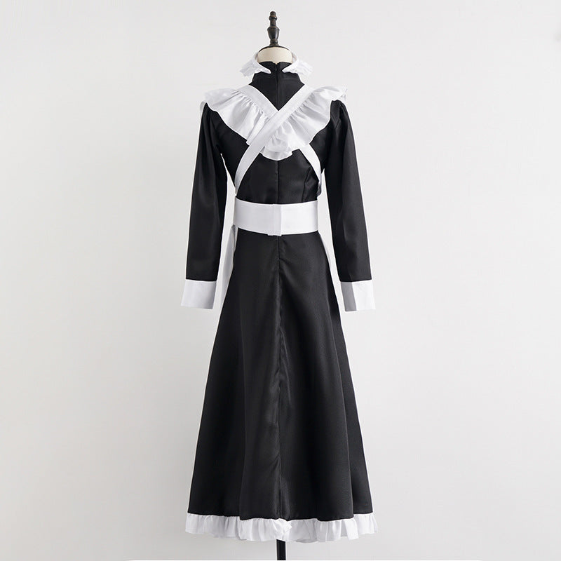 Classic Black and White Maid Cos Costume British Style Pearl Line Long Cafe Maid Costume cosplay Costume