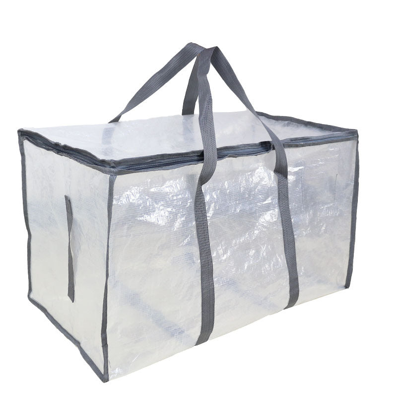 Cross-border pe portable transparent woven bag moving large capacity storage bag cotton quilt storage bag luggage bag packing bag