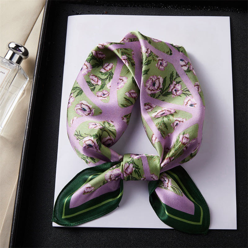 100% Silk Scarf Real Silk Premium Hangzhou Silk Small Square Scarf Spring and Autumn All-match Neck Protection Decorative Shirt Professional Scarf