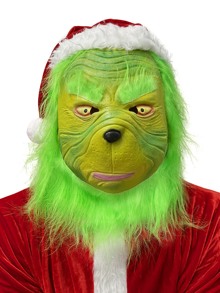 Santa Claus Grinch Green Furry Monster Grinch Party Performance Costume Cross-Border Christmas Costume Cosplay Set