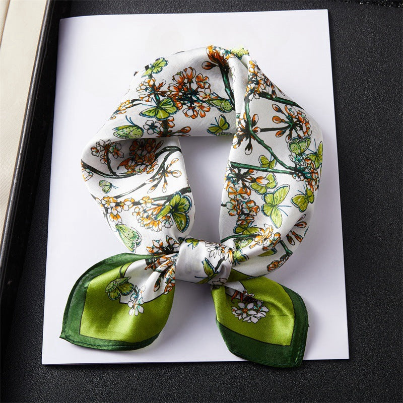 100% Silk Scarf Real Silk Premium Hangzhou Silk Small Square Scarf Spring and Autumn All-match Neck Protection Decorative Shirt Professional Scarf