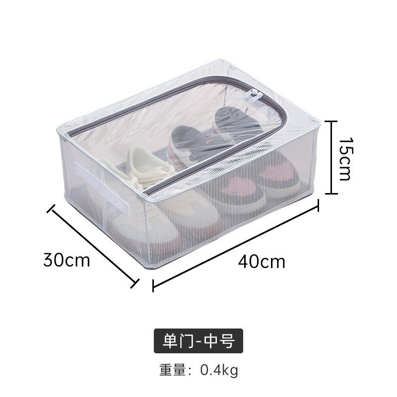 Household Transparent Foldable Shoe Storage Box Visible Installation-Free Bed Bottom Shoe Cabinet Thickened Steel Frame Storage Box