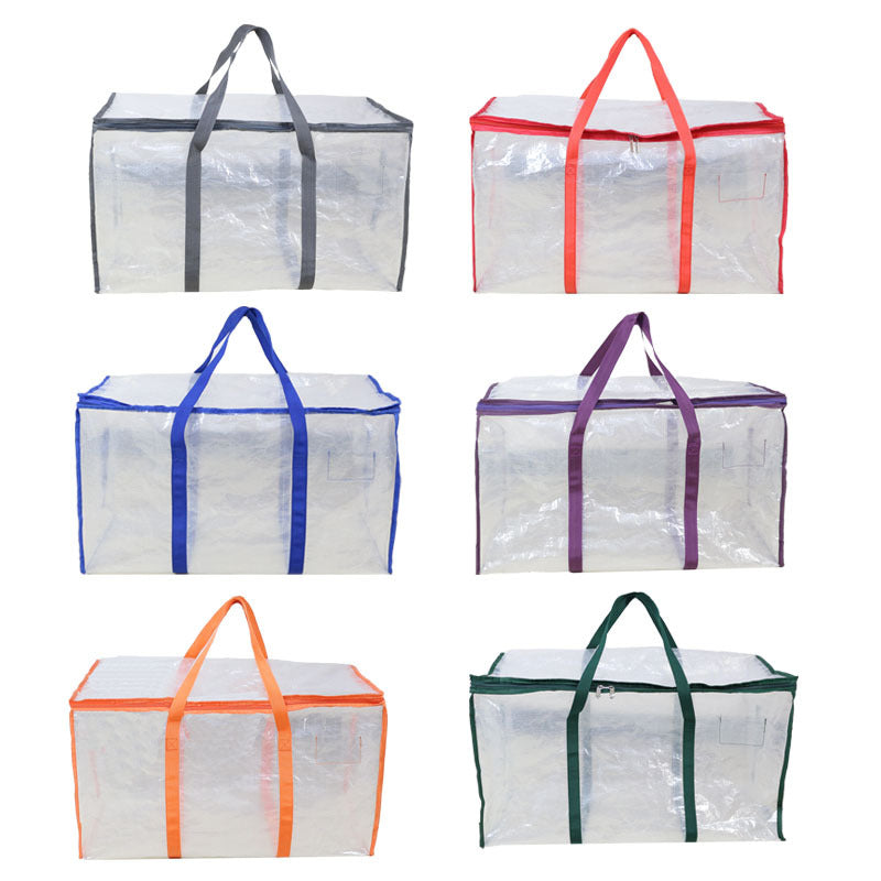 Cross-border pe portable transparent woven bag moving large capacity storage bag cotton quilt storage bag luggage bag packing bag