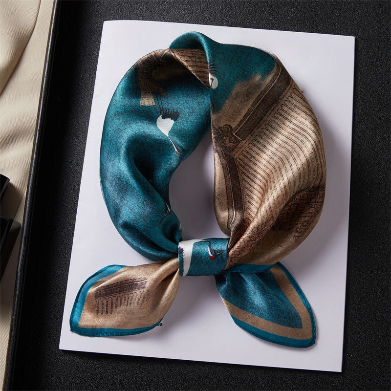 100% Silk Scarf Real Silk Premium Hangzhou Silk Small Square Scarf Spring and Autumn All-match Neck Protection Decorative Shirt Professional Scarf