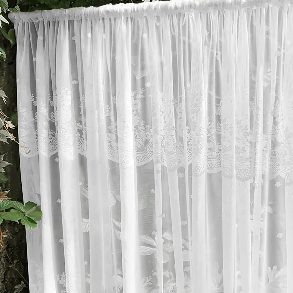 Cross-border double-row lace curtain wearing rod lace short curtain finished curtain bay window kitchen partition curtain window screen TEMU