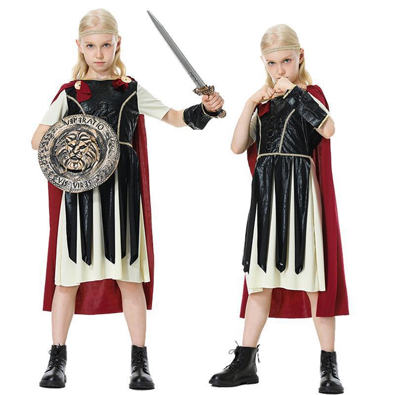 Subaru Halloween Ancient Roman Warrior Shield Sword Gladiator Cosplay Role Play Costume Parent-Child Outfit