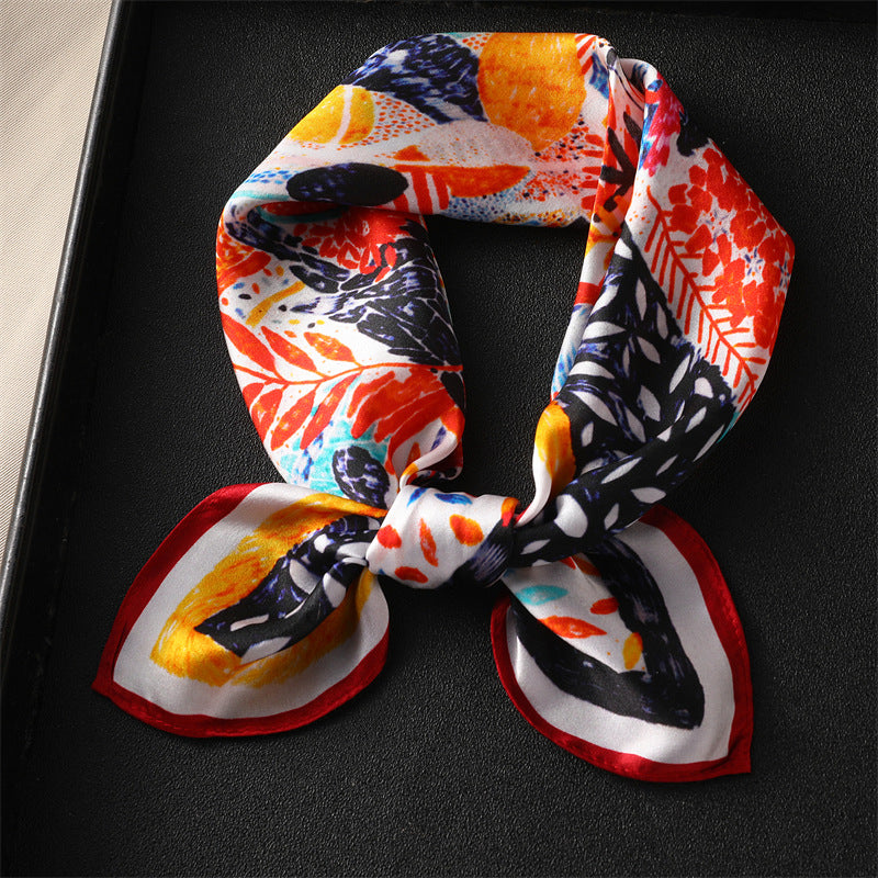 100% Silk Scarf Real Silk Premium Hangzhou Silk Small Square Scarf Spring and Autumn All-match Neck Protection Decorative Shirt Professional Scarf