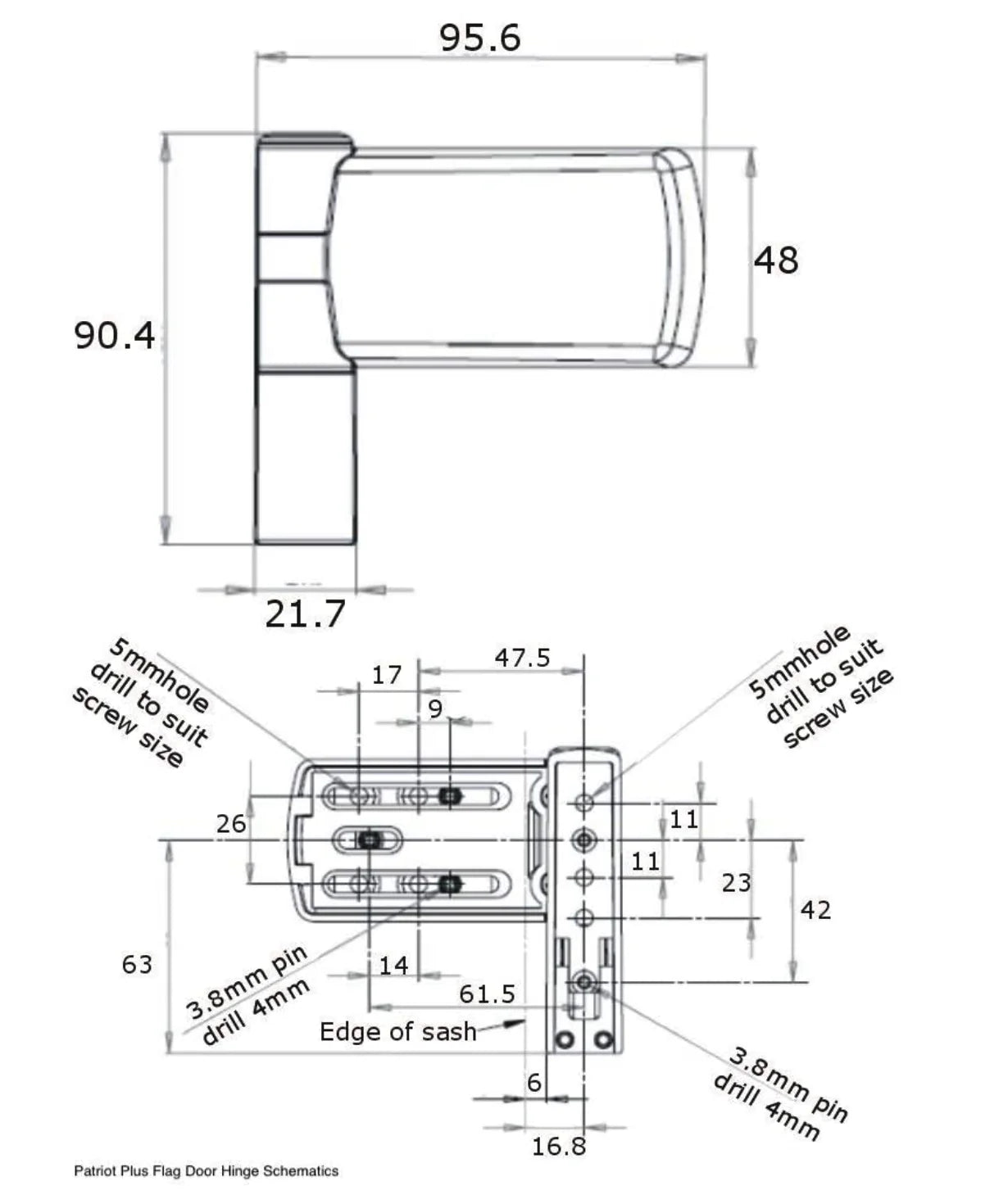 Patriot Plus Flag Hinge Secure Door 19mm for UPVC doors - White, Brown, Light Oak, Black, Satin Silver, Polished Chrome, Polished Gold and Anthracite Grey