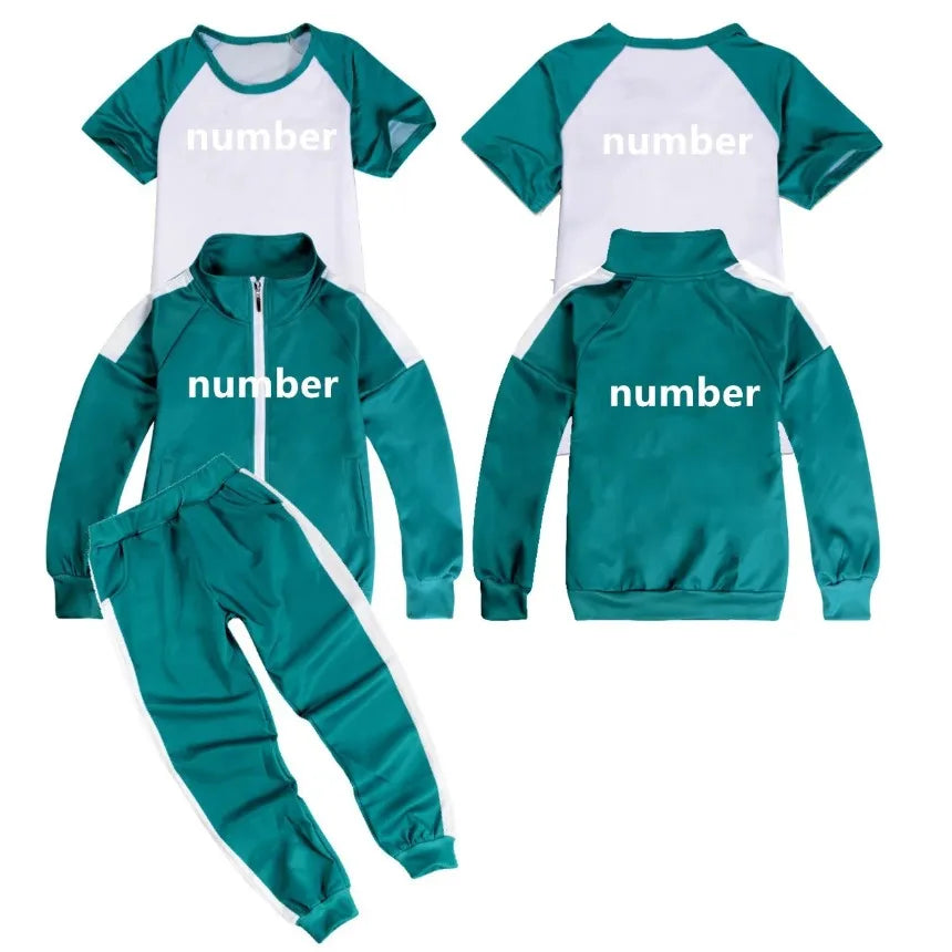 Kids Calamari Games Cosplay Costume Korea Boys Girls Green Sports Sweatshirt 456 230 for Team Halloween Carnival program Clothes