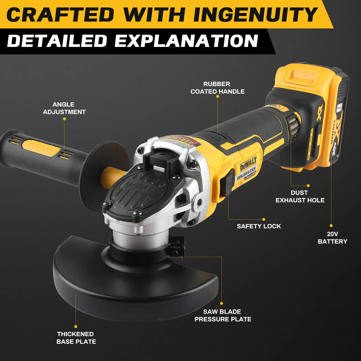DEWALT DCG405NT 125mm Brushless Flat Head Angle Grinder Bare Machine Tool Cutting Machine 20V Lithium Battery