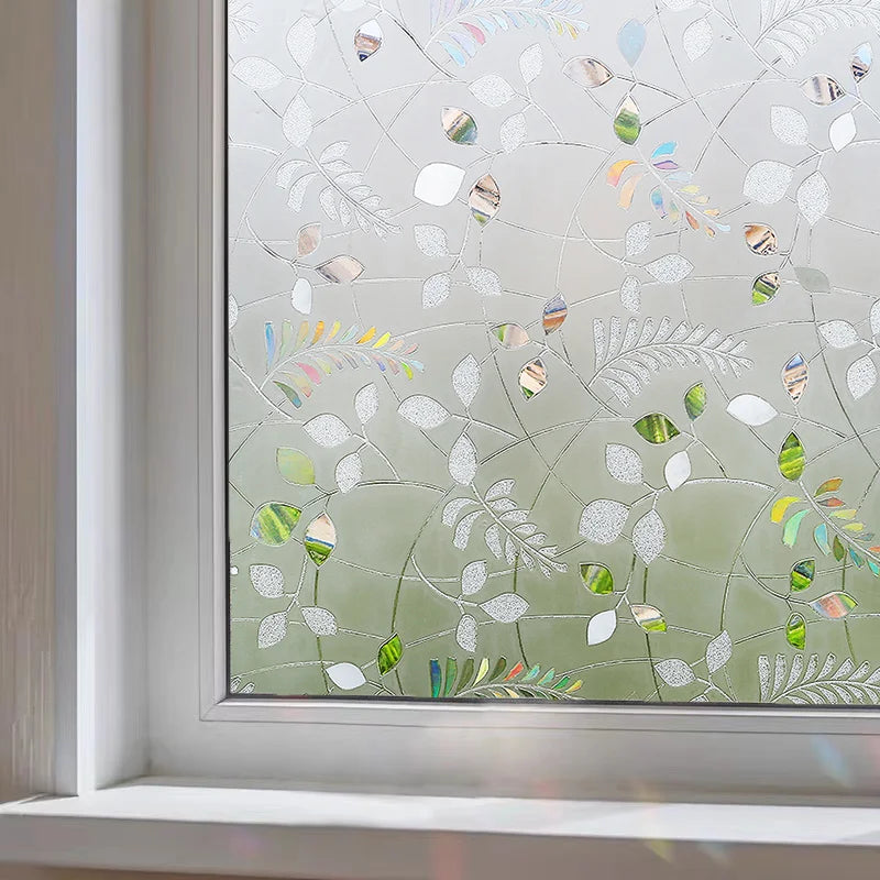 Window Privacy Film Static Clings Vinyl 3D Decals Stickers Rainbow Film for Glass Door Heat Control Anti UV